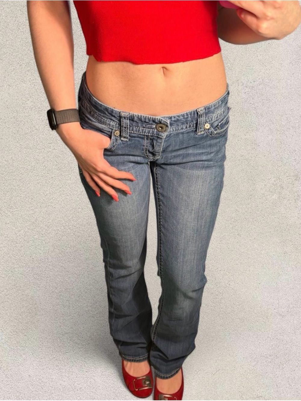 Y2K Express Low Rise Stella Bootcut Mid Wash Denim Jeans Women's 2